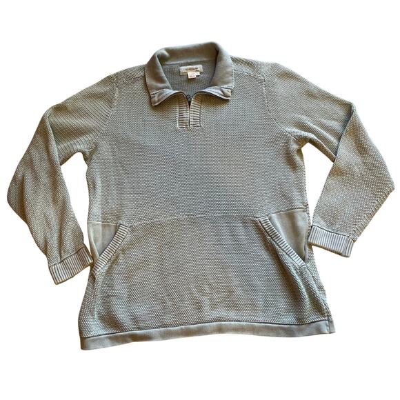 Carbon2Colbalt Light Green Waffle Knit Half Zip Pullover Henley Mens Sweater Lg - Picture 6 of 10